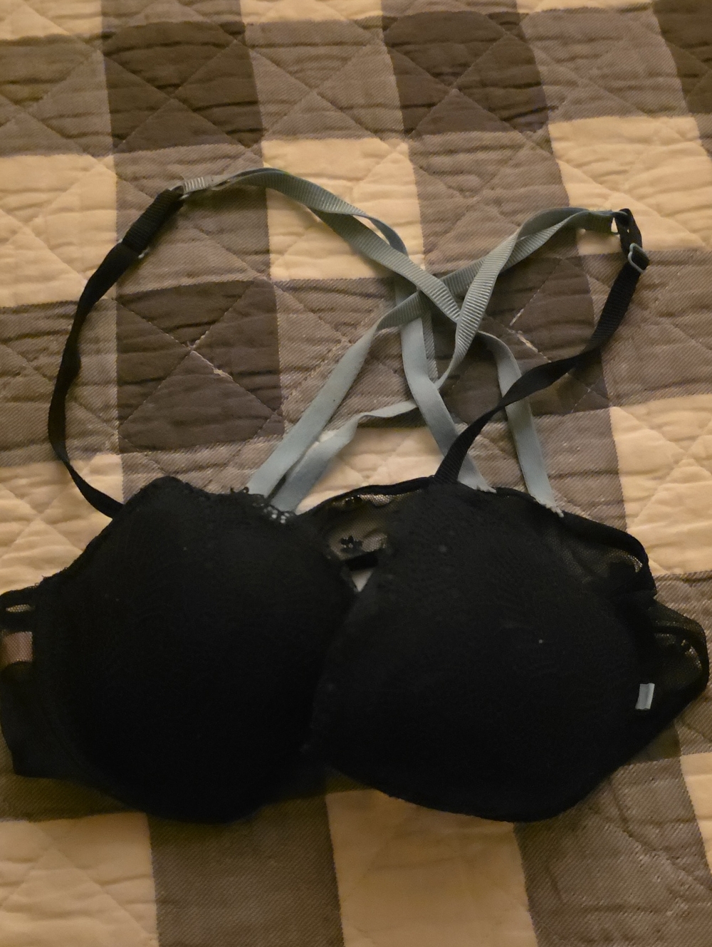 Victorias Secret Front Close Bra Dark Blue Light Blue Straps